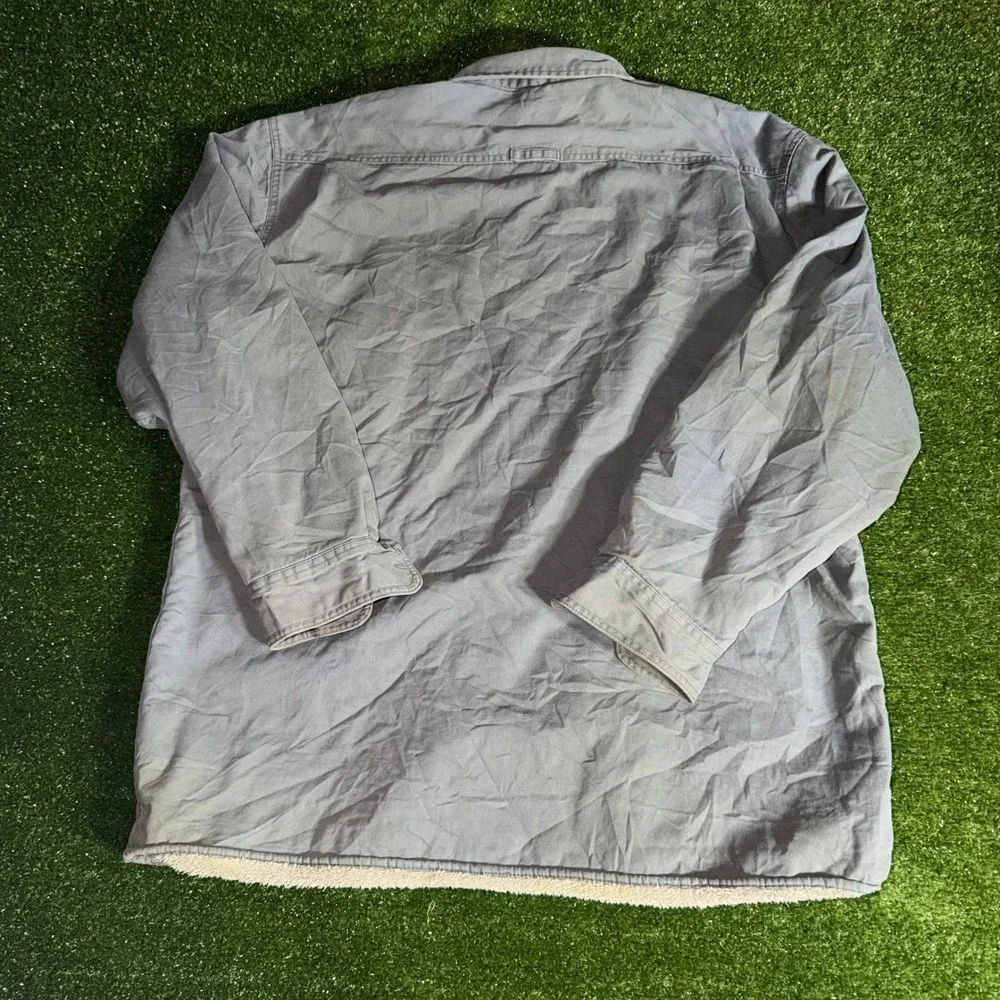 Levi's Mens XXL Sherpa Lined Shirt Jacket Gray Blue Cotton Workwear Shacket - Picture 8 of 8